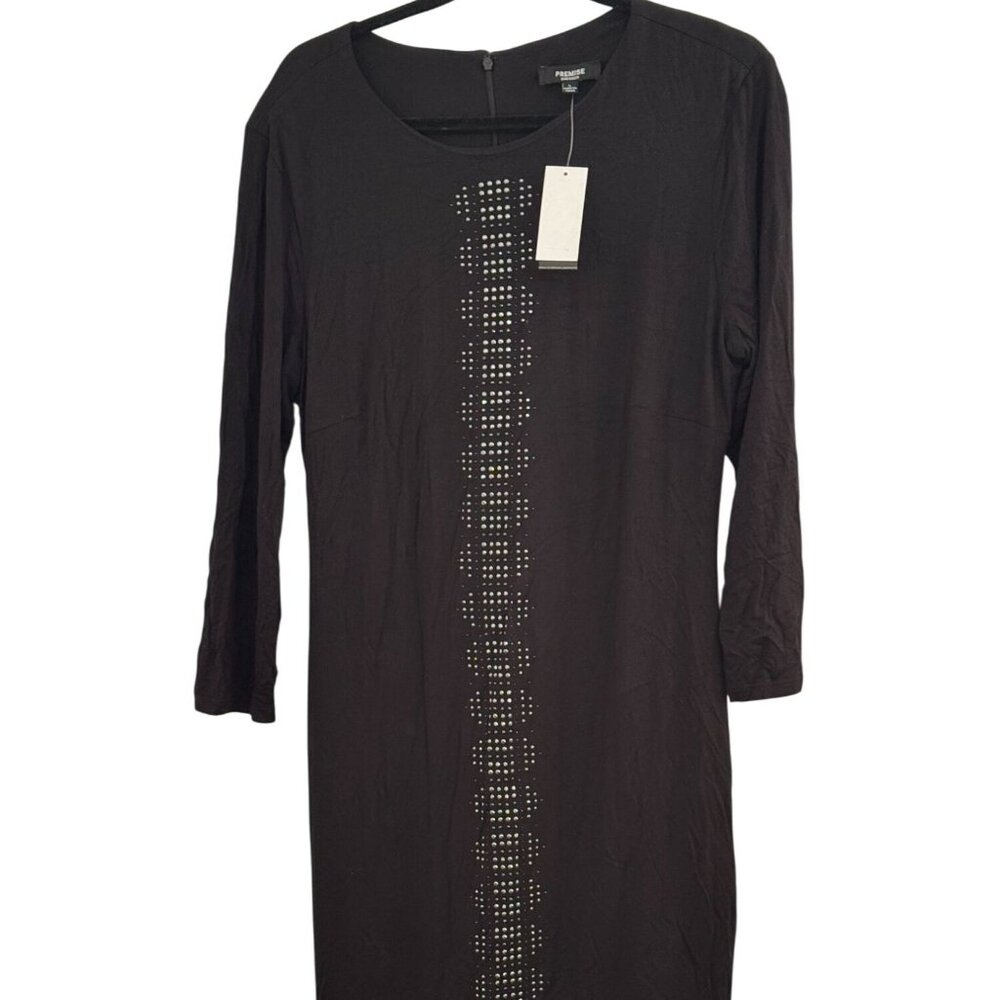 Black Premise Dresses Studded Midi Dress M Rayon & Spandex